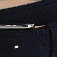 Armando Italian Suede 35mm Feathered Edge Belt - Navy Blue