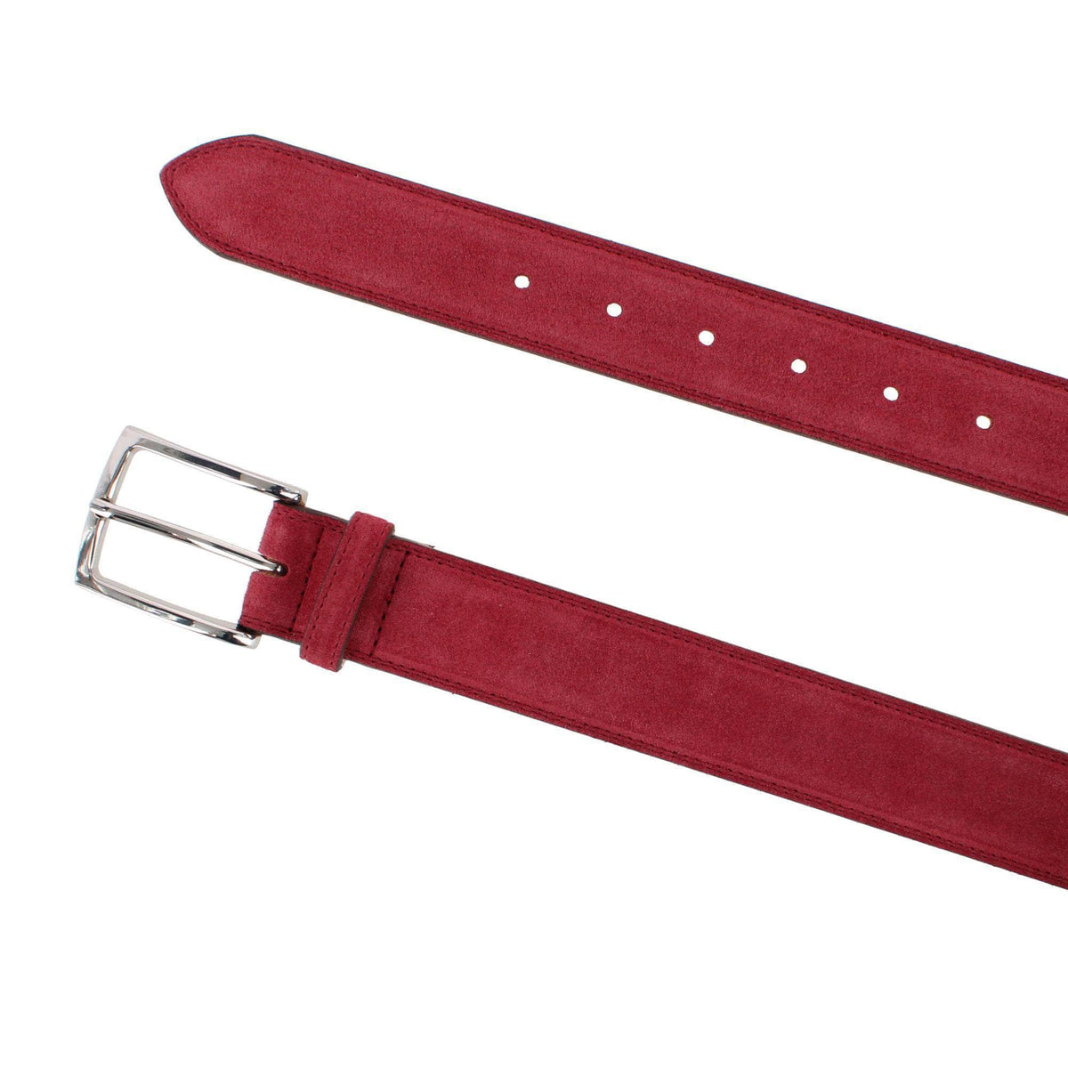 Armando Italian Suede 35mm Feathered Edge Belt - Brick