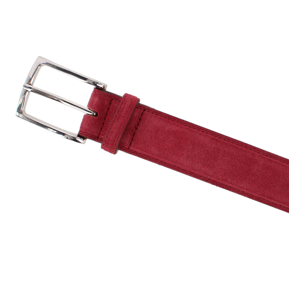 Armando Italian Suede 35mm Feathered Edge Belt - Brick