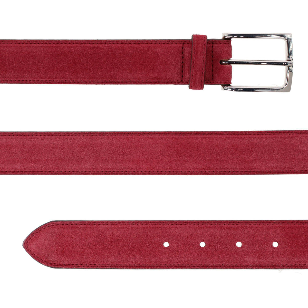 Armando Italian Suede 35mm Feathered Edge Belt - Brick