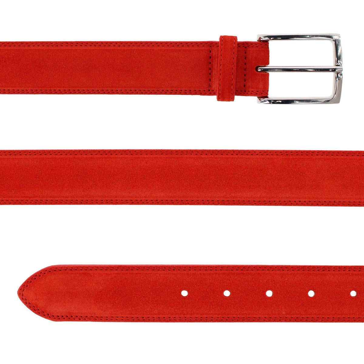 Armando Italian Suede 35mm Feathered Edge Belt - Harvest Orange