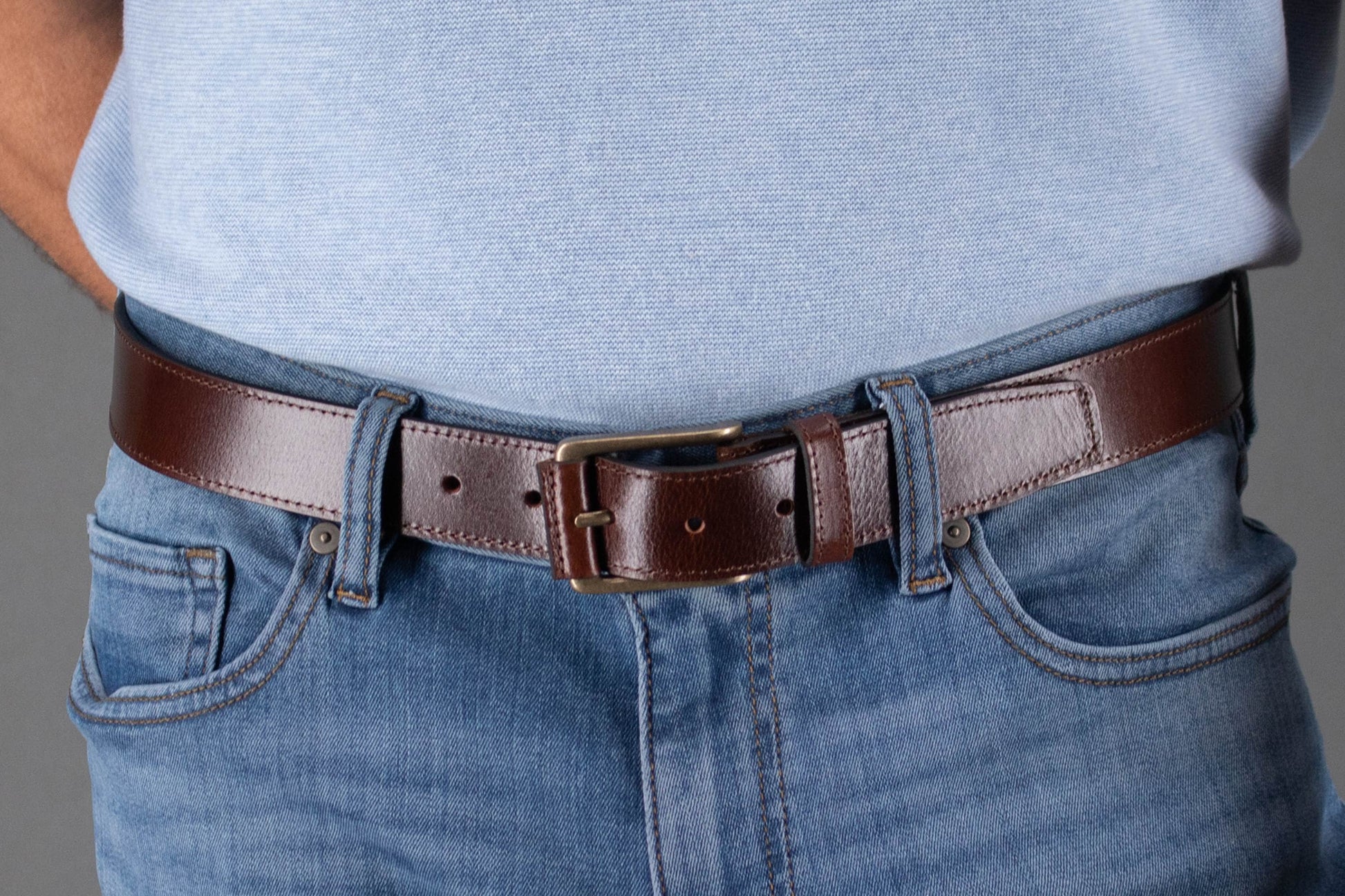 Wyatt 35mm Genuine Leather Casual Jean Belt - Brown