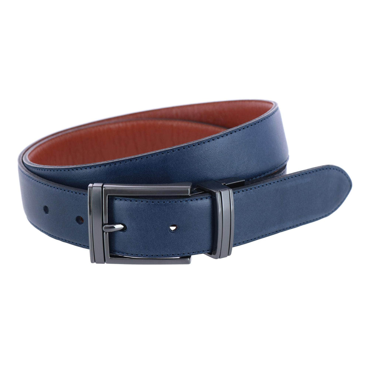 Maverick 32mm Reversible Leather Dress Belt - Navy to Tan