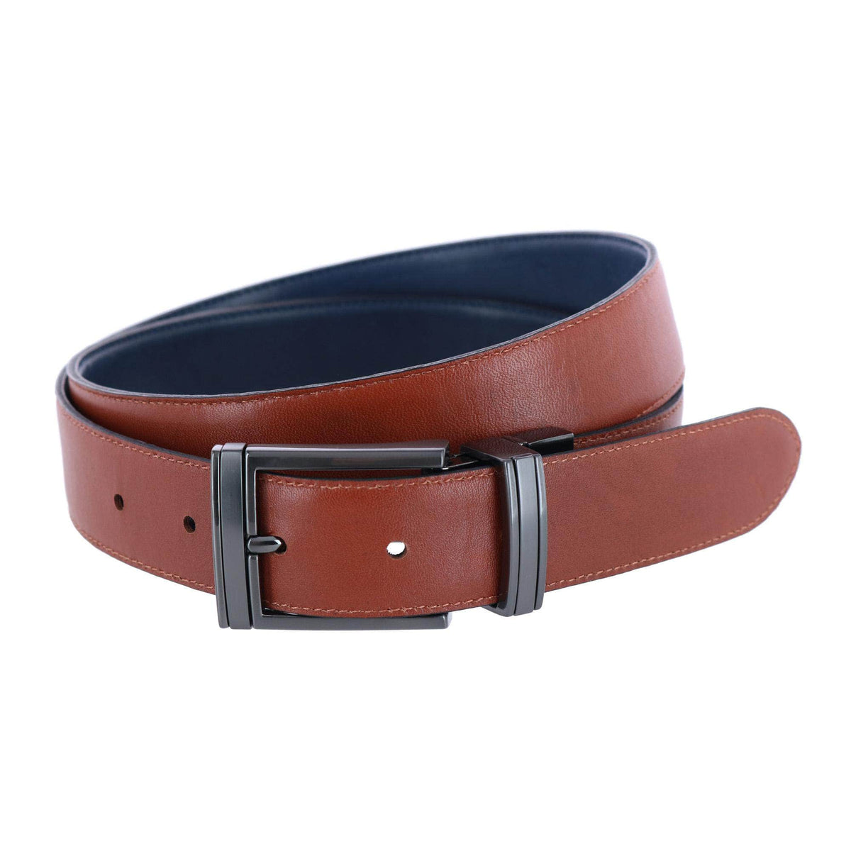 Maverick 32mm Reversible Leather Dress Belt - Navy to Tan