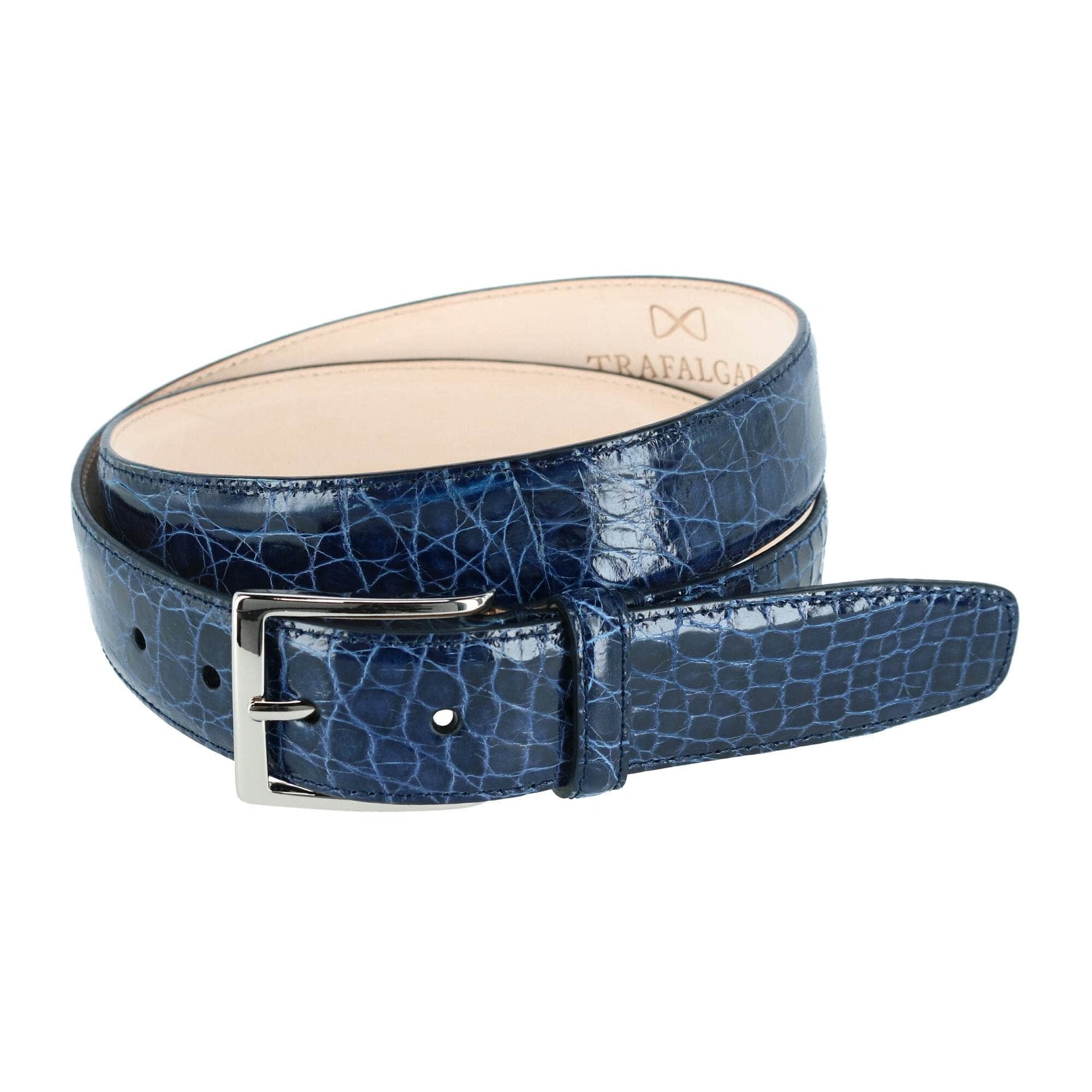 Double side Blue/BLACK Genuine Crocodile Leather Skin Men's Belt With LV  Buckle
