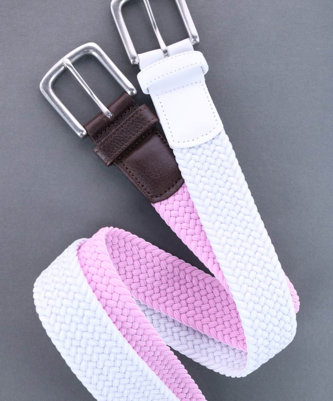 Riverside Solid Stretch Weave Belt - White