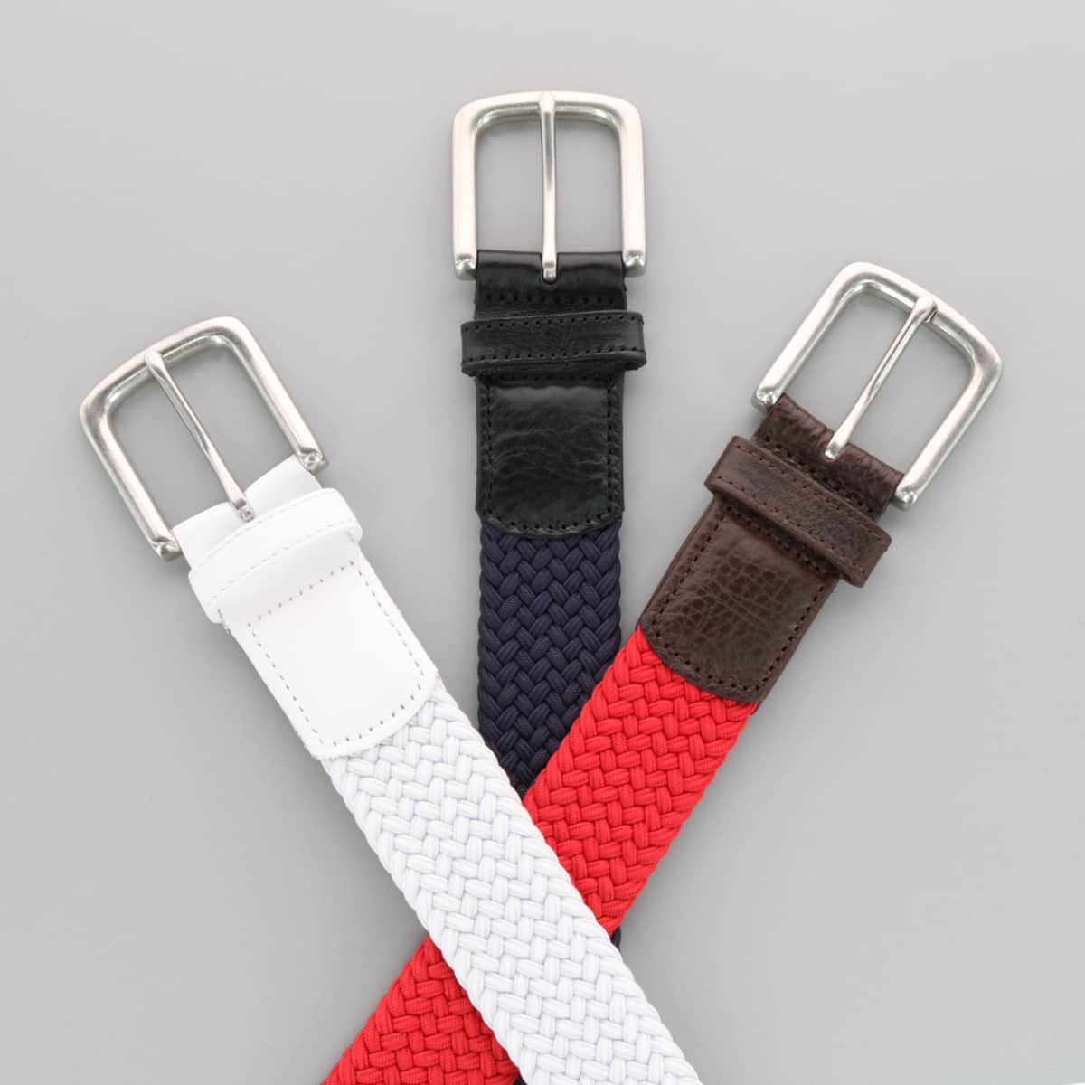 Riverside Solid Stretch Weave Belt - White