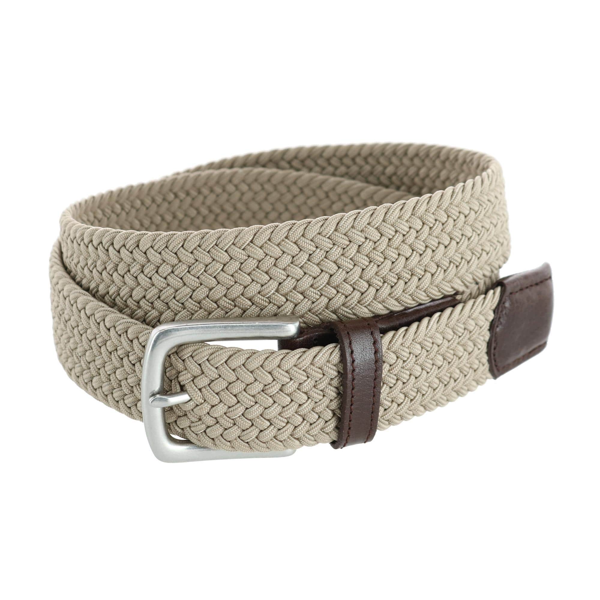 Riverside Solid Stretch Weave Belt - Khaki