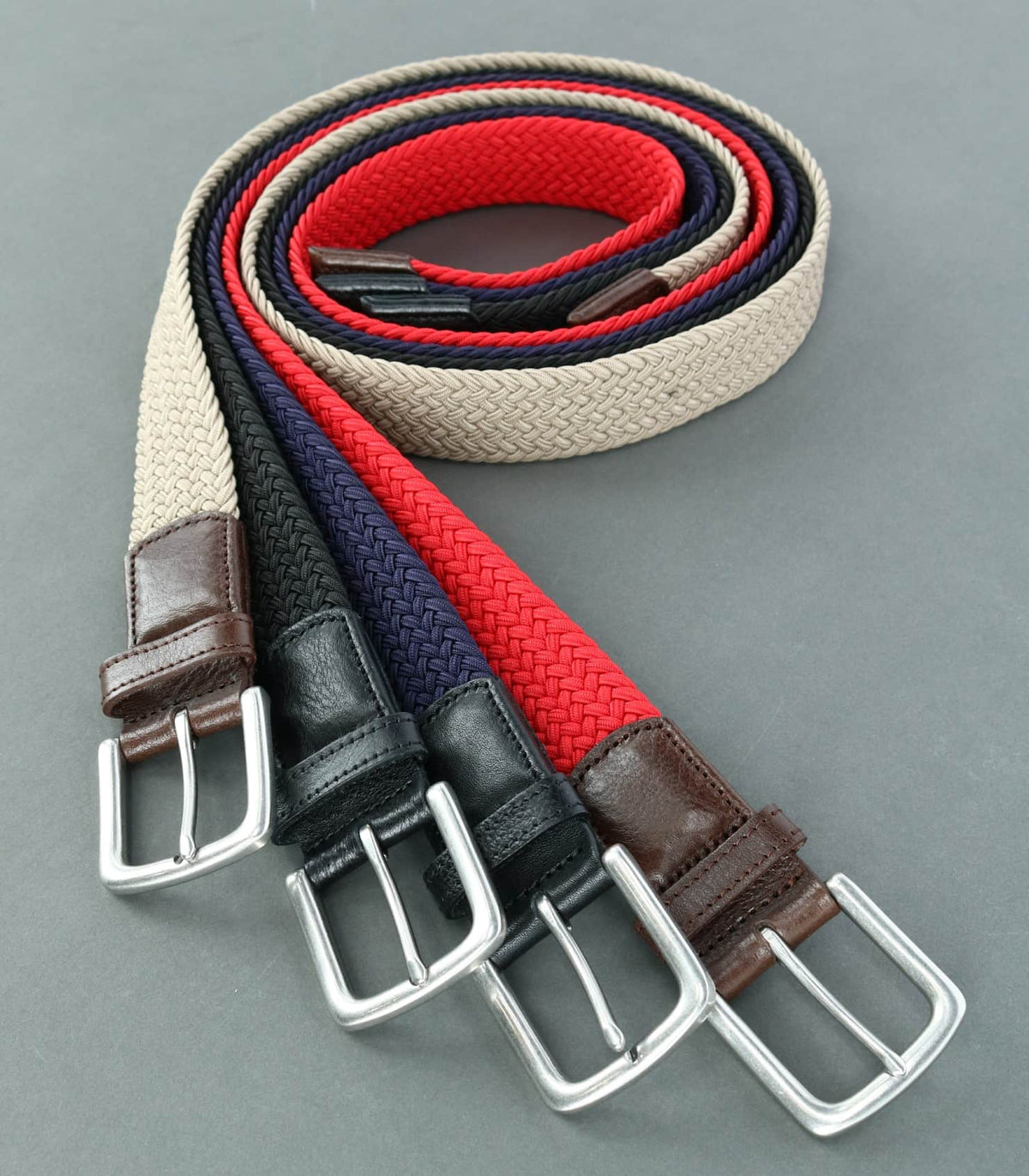 Riverside Solid Stretch Weave Belt - Khaki