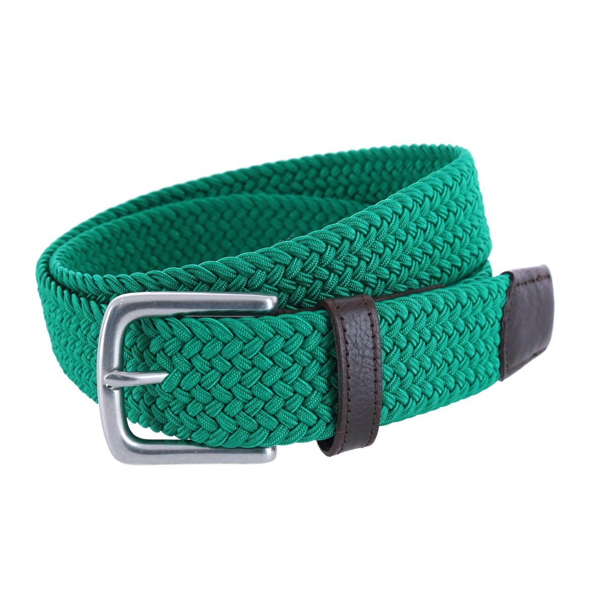 Riverside Solid Stretch Weave Belt - Emerald Green