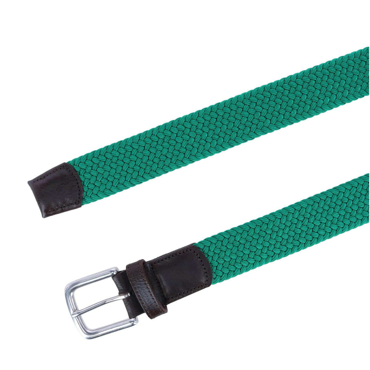 Riverside Solid Stretch Weave Belt - Emerald Green