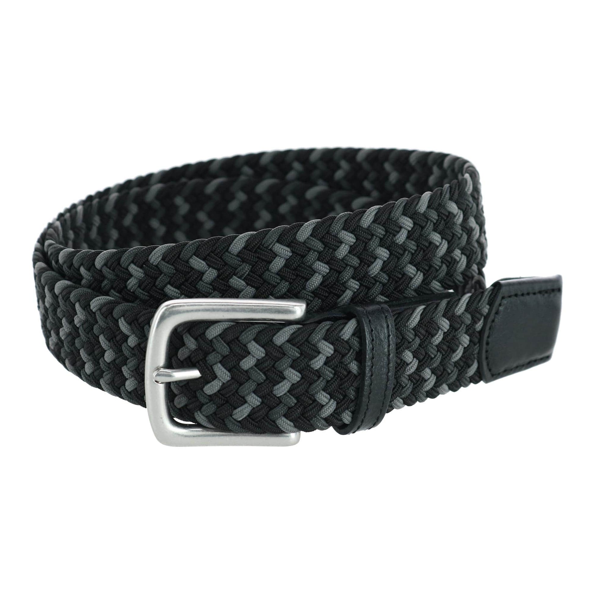Chandler Mixed Weave Stretch Belt - Black and Grey