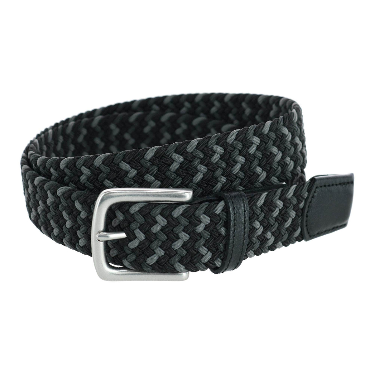 Chandler Mixed Weave Stretch Belt - Black and Grey