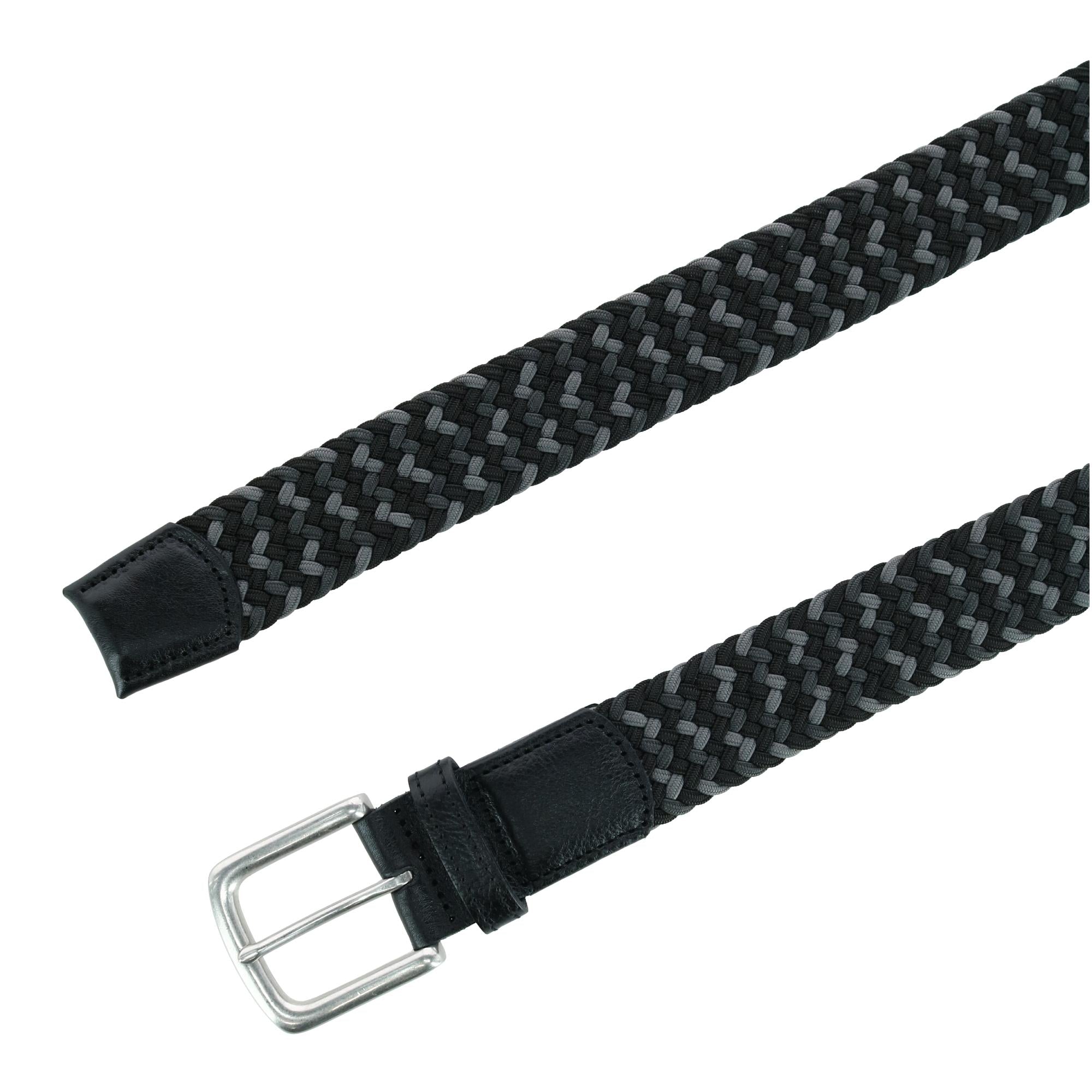 Chandler Mixed Weave Stretch Belt - Black and Grey