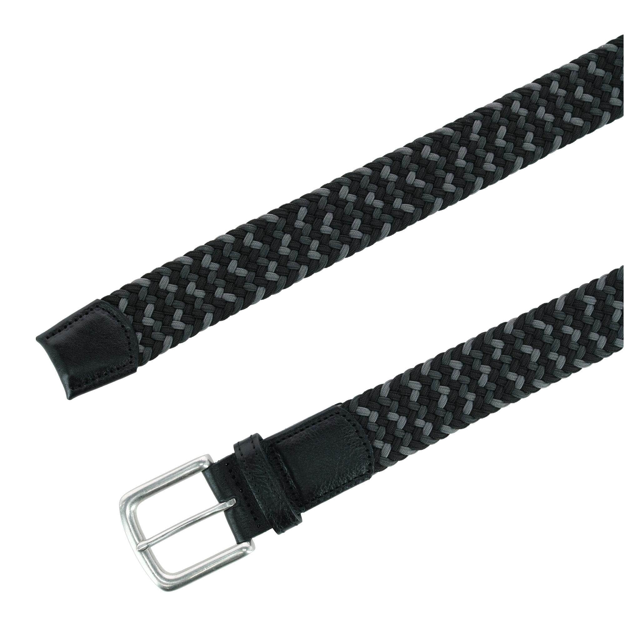 Chandler Mixed Weave Stretch Belt - Black and Grey