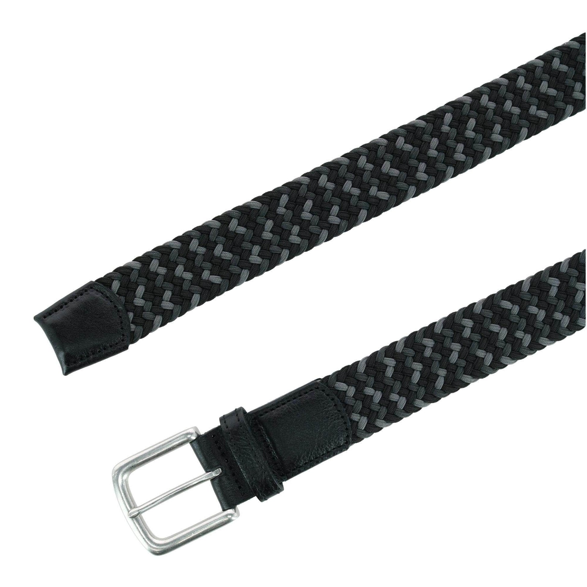 Chandler Mixed Weave Stretch Belt - Black and Grey