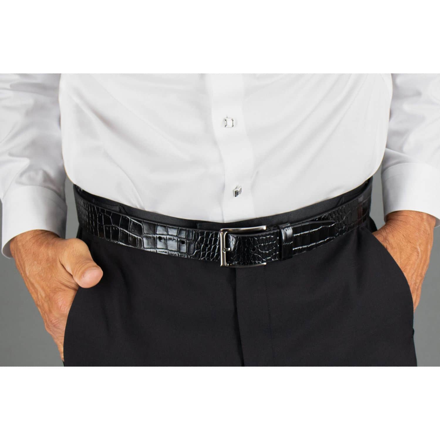 Matisse 35mm Mock Croc Leather Belt - Black