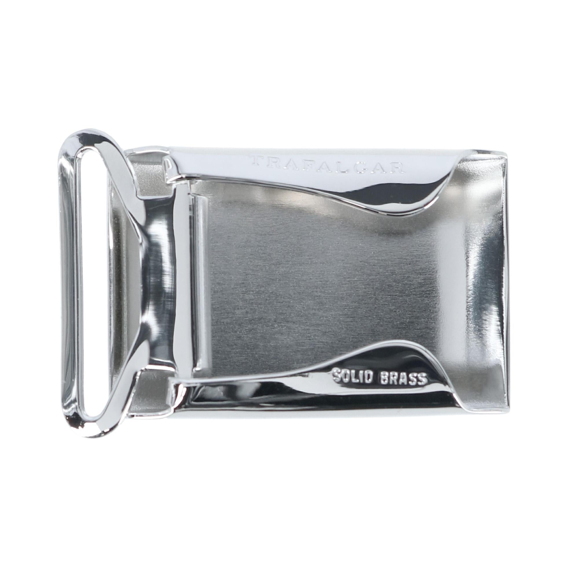 25mm Engine Turned Engraved Compression Belt Buckle w Small Loop - Silver