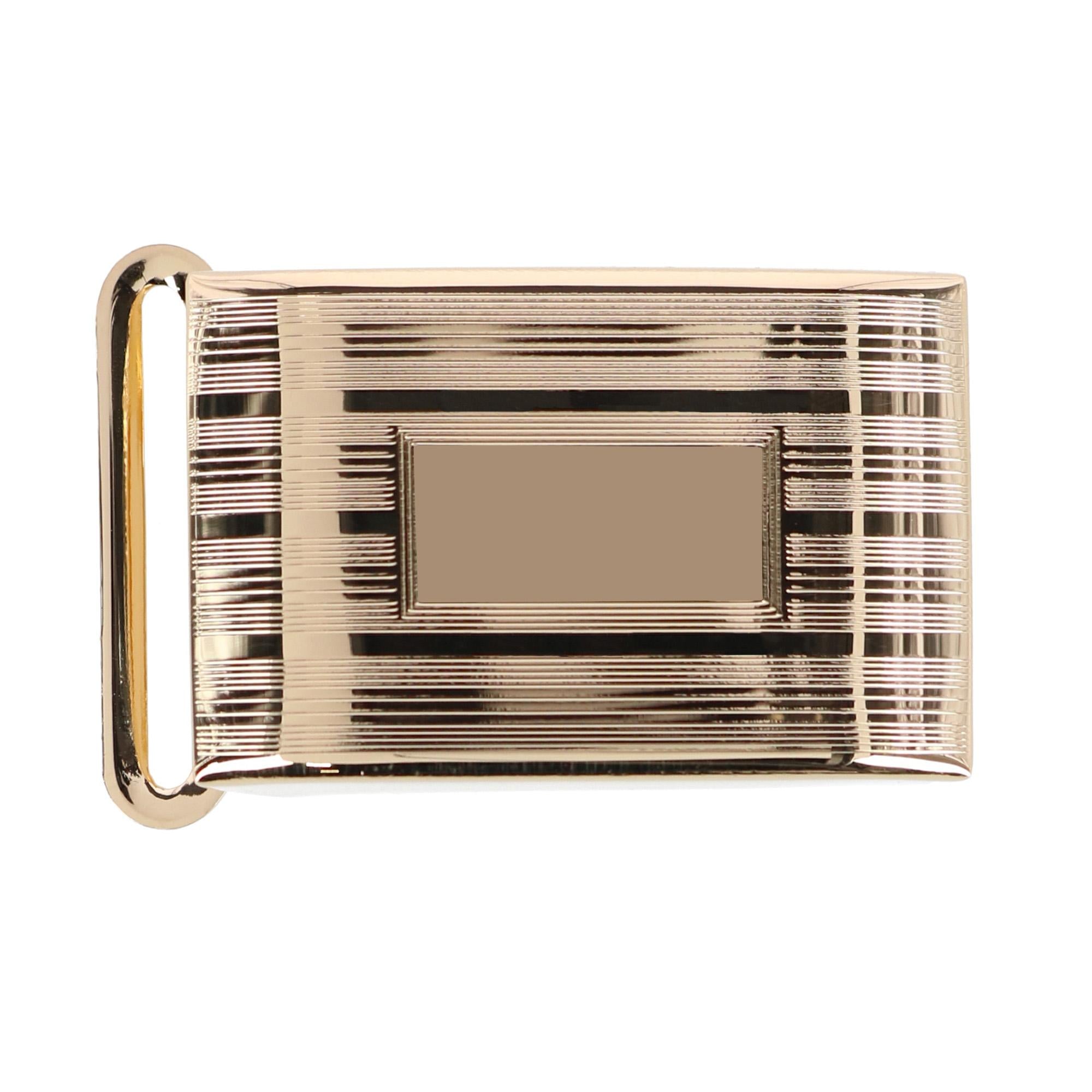 25mm Engine Turned Engraved Compression Belt Buckle w Small Loop - Gold