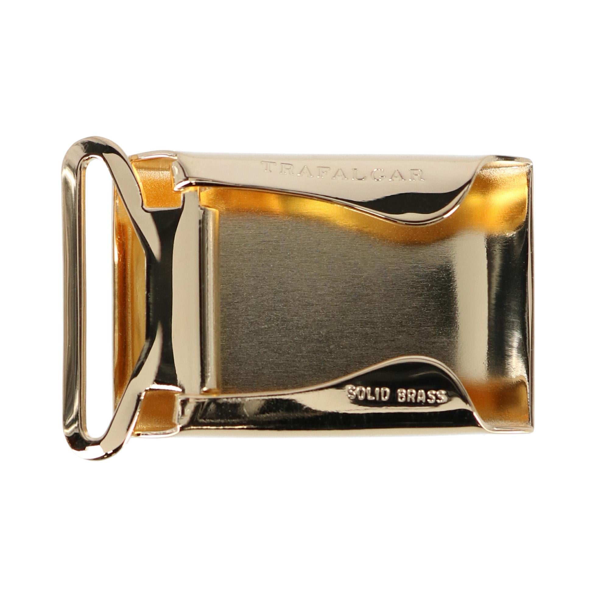 25mm Engine Turned Engraved Compression Belt Buckle w Small Loop - Gold