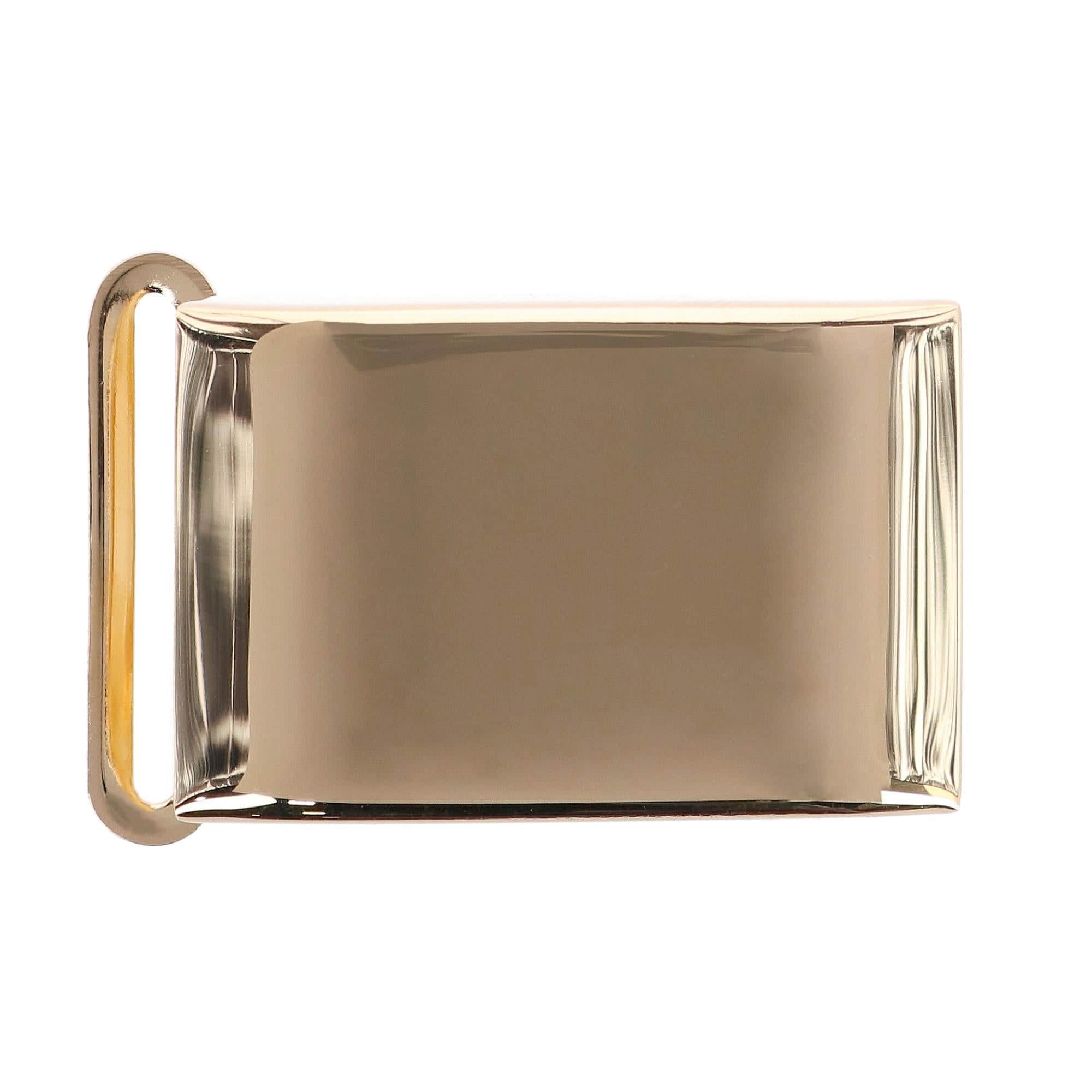 25mm Smooth Polished Finish Compression Belt Buckle - Polished Gold