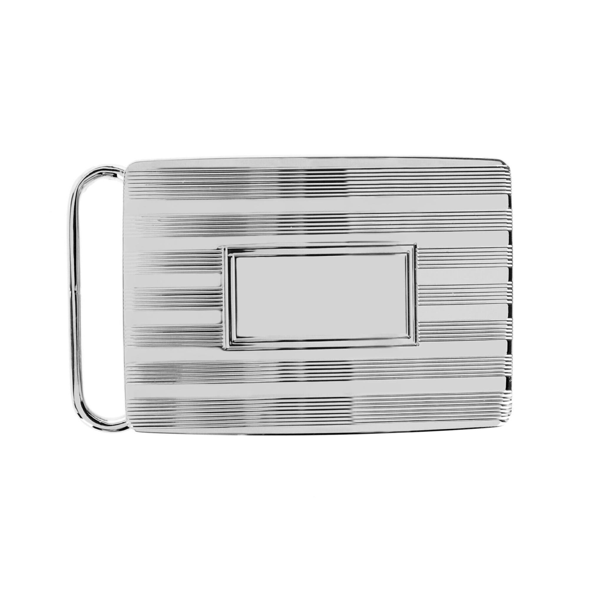 30mm Sterling Silver Engine Turned w Loop Compression Belt Buckle - Silver