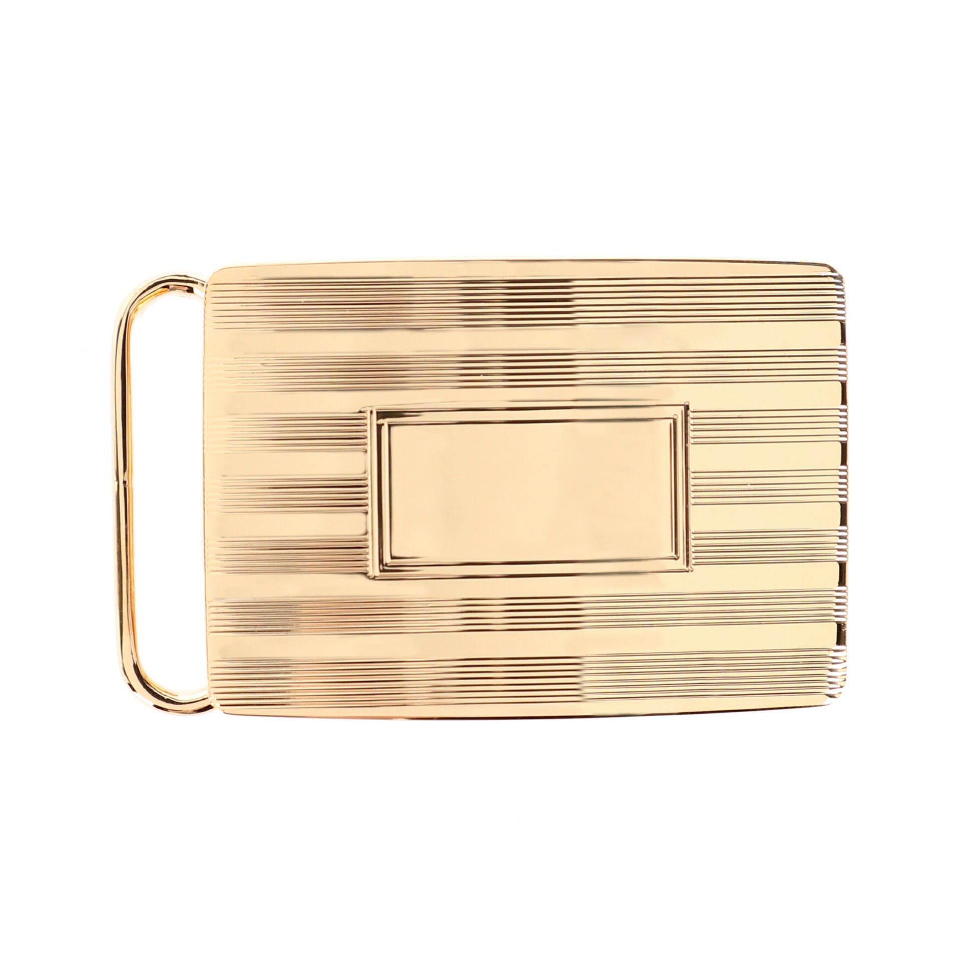 30mm Sterling Silver Engine Turned w Loop Compression Belt Buckle - Gold