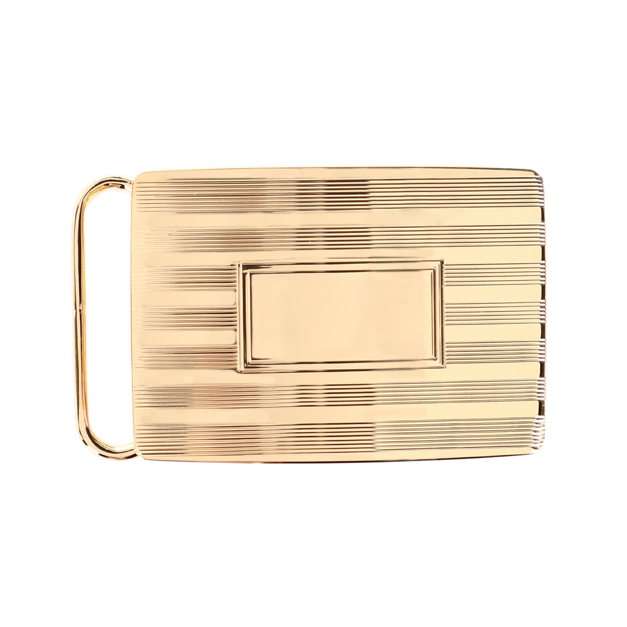 30mm Sterling Silver Engine Turned w Loop Compression Belt Buckle - Gold