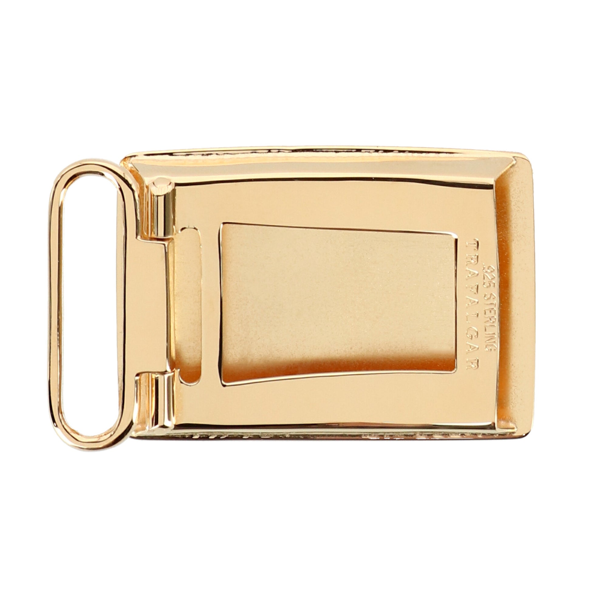 30mm Sterling Silver Engine Turned w Loop Compression Belt Buckle - Gold