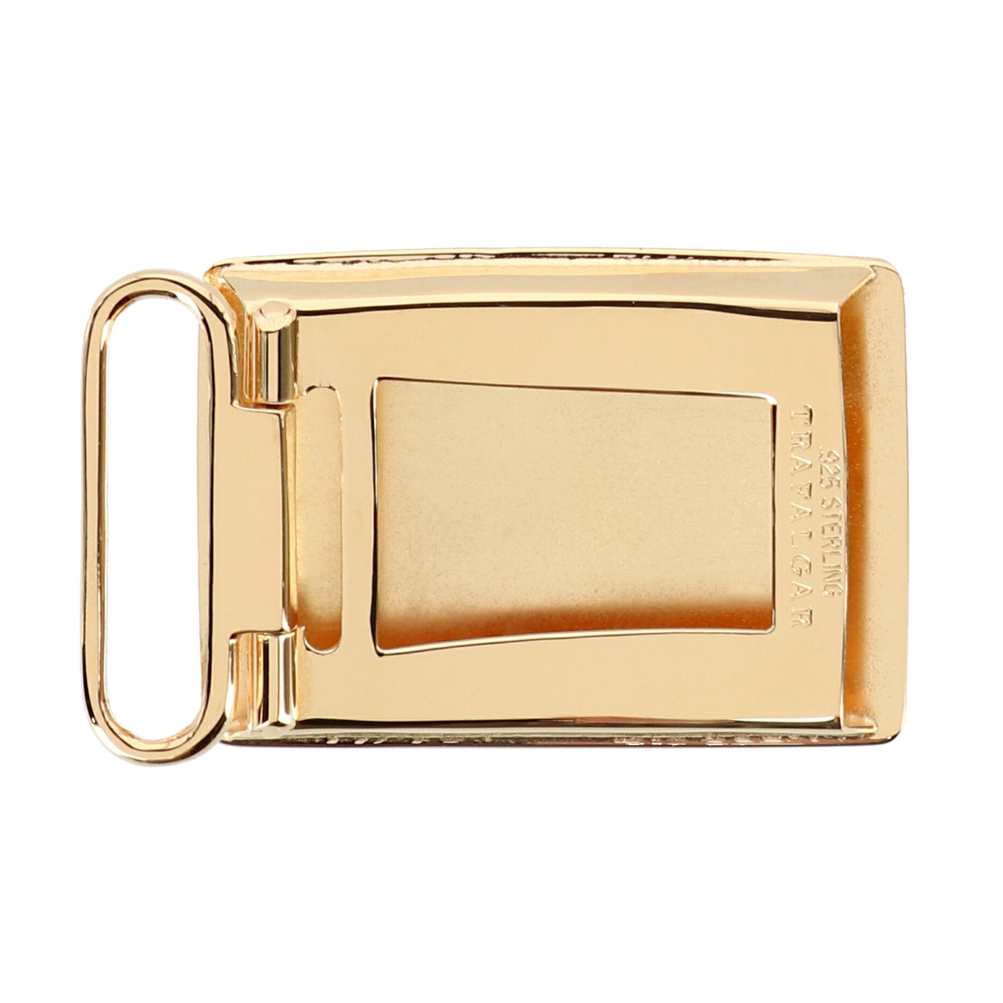 30mm Sterling Silver Engine Turned w Loop Compression Belt Buckle - Gold