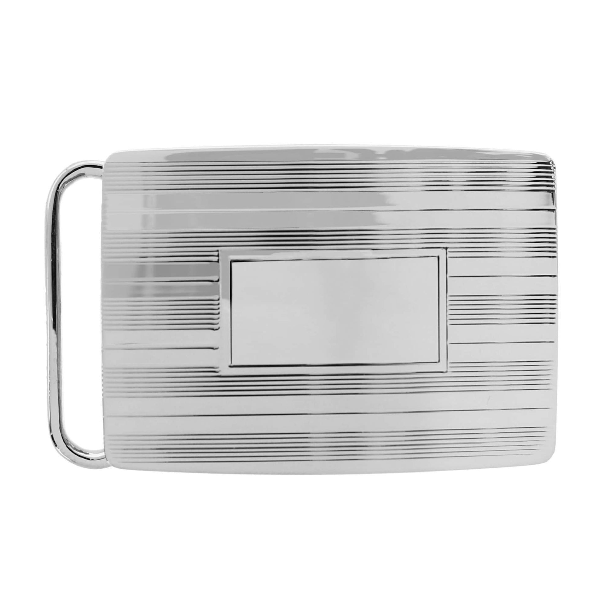 30mm Engine Turned Rhodium Compression Belt Buckle - Silver