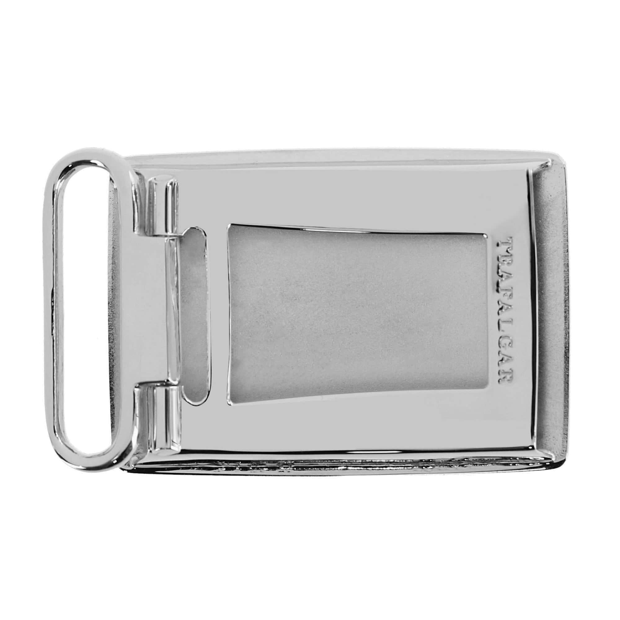 30mm Engine Turned Rhodium Compression Belt Buckle by Trafalgar