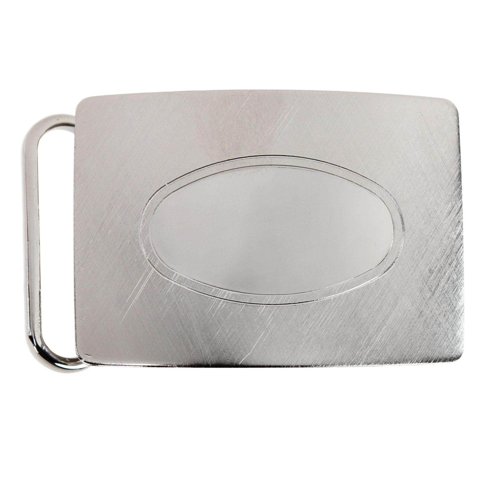 30mm Oval Signet Brass Based Compression Belt Buckle - Silver
