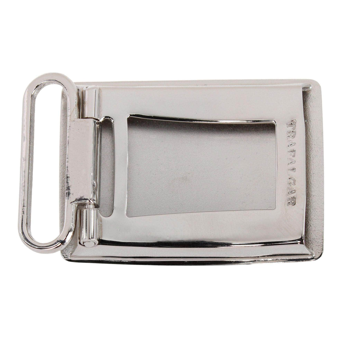 30mm Oval Signet Brass Based Compression Belt Buckle - Silver