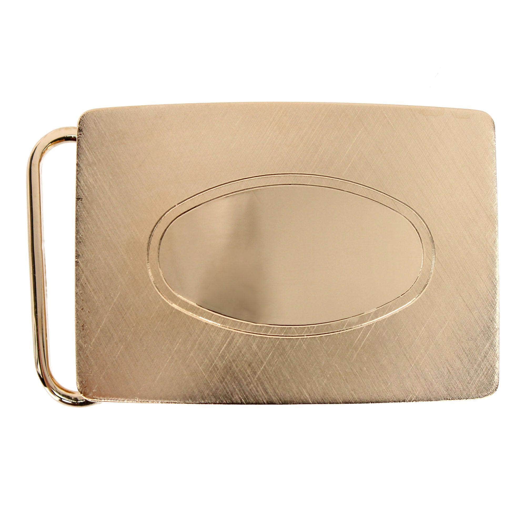 30mm Oval Signet Brass Based Compression Belt Buckle - Gold