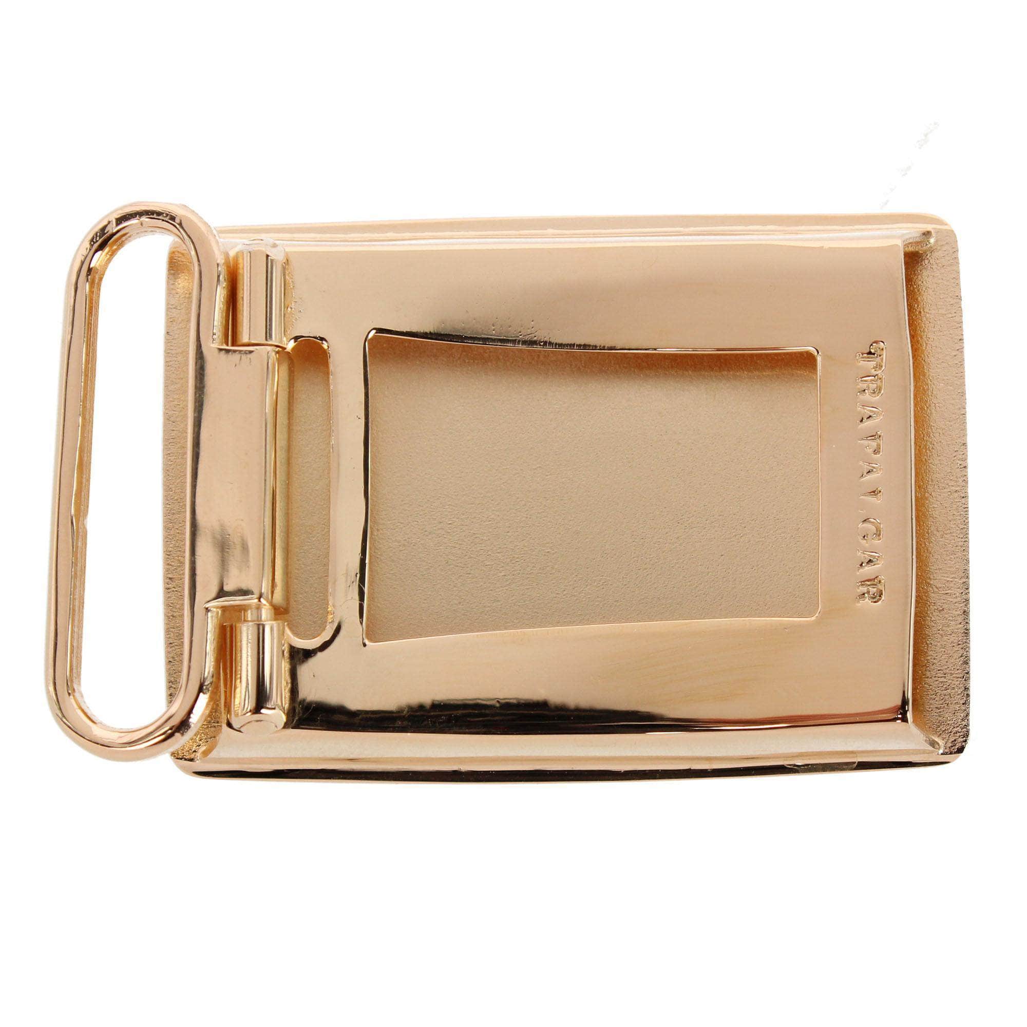 30mm Oval Signet Brass Based Compression Belt Buckle - Gold