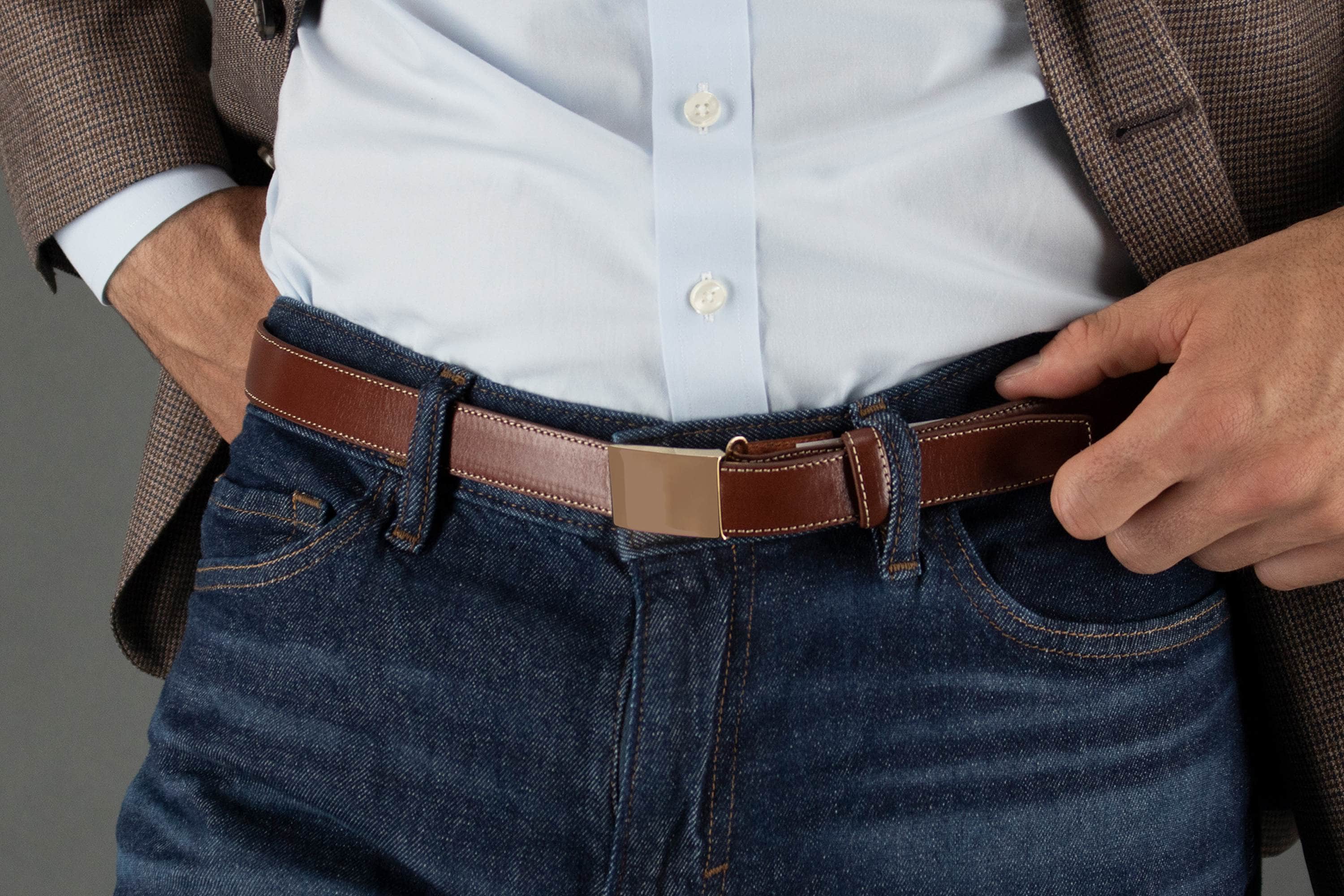 30mm 24K Gold Over Brass Compression Belt Buckle - Gold