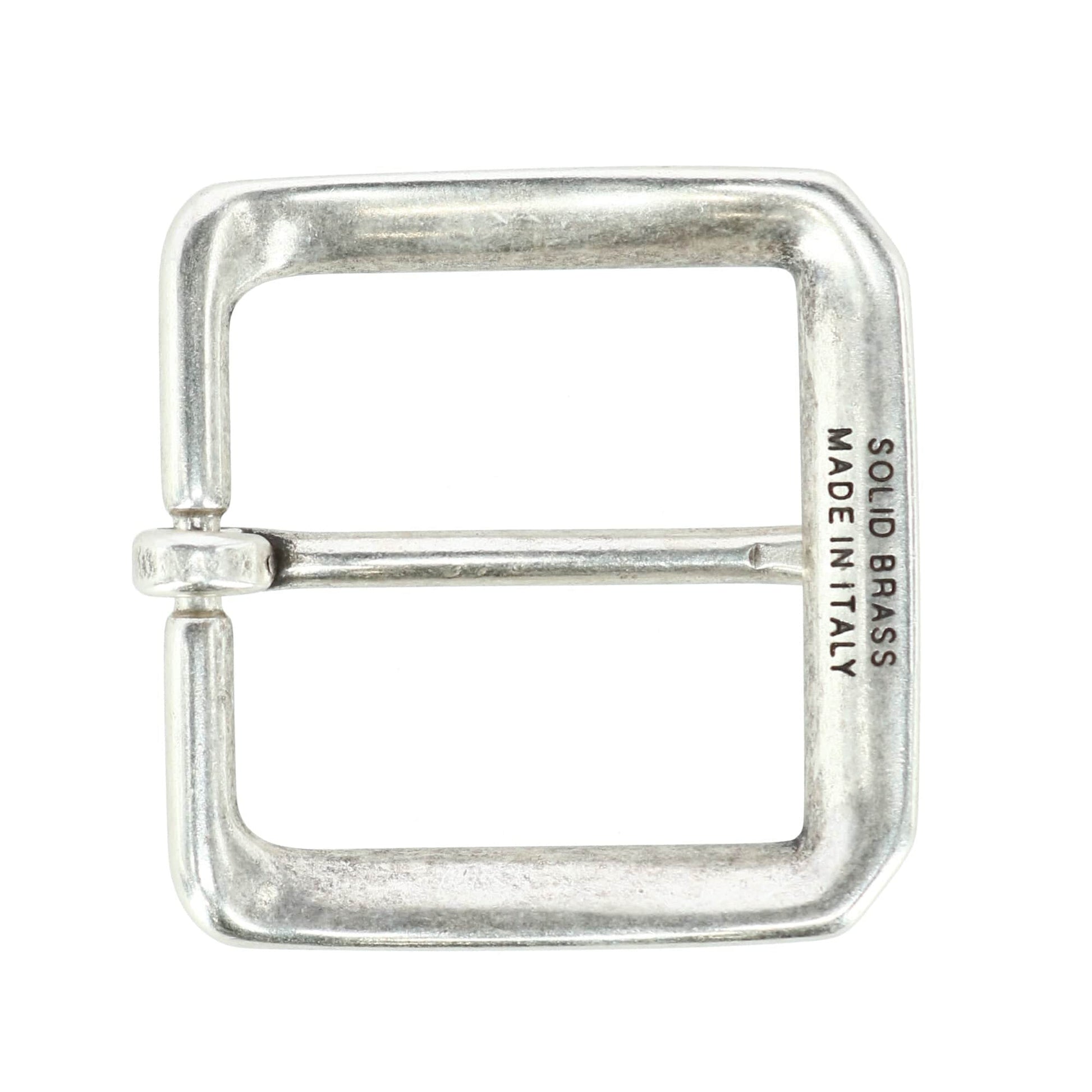 35mm Square Solid Brass Harness Belt Buckle - Silver