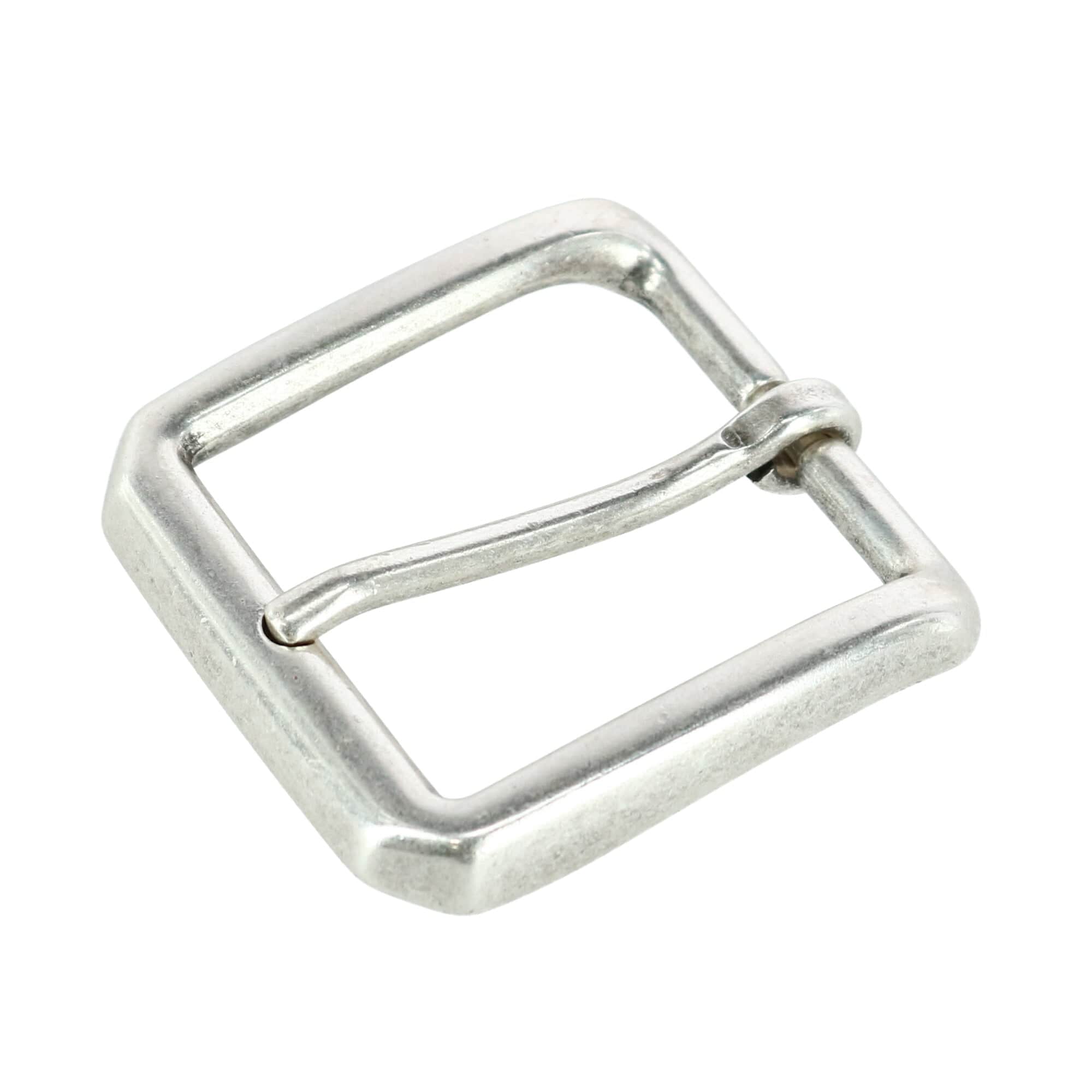 35mm Square Solid Brass Harness Belt Buckle - Silver