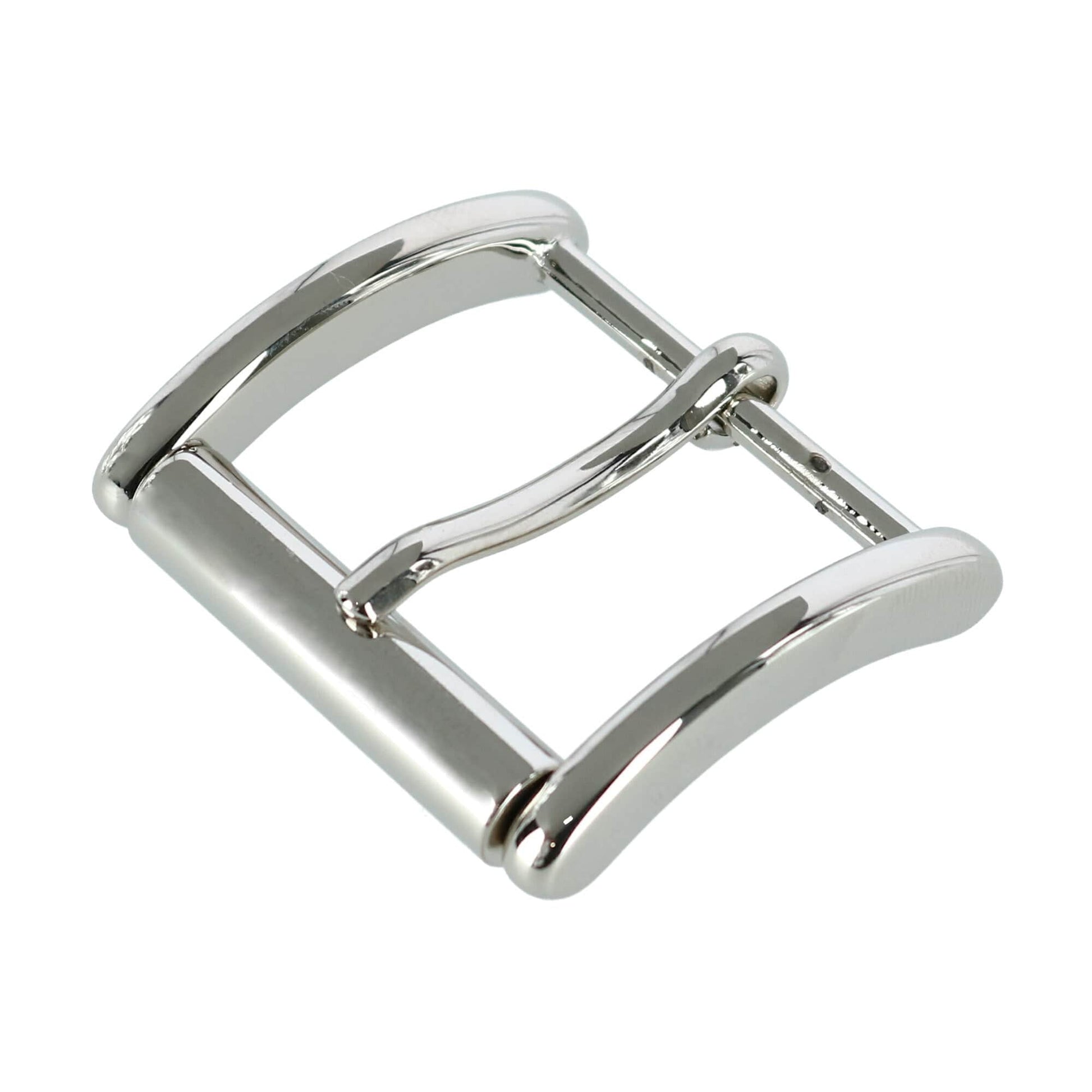 35mm Solid Brass Roller Harness Belt Buckle - Silver