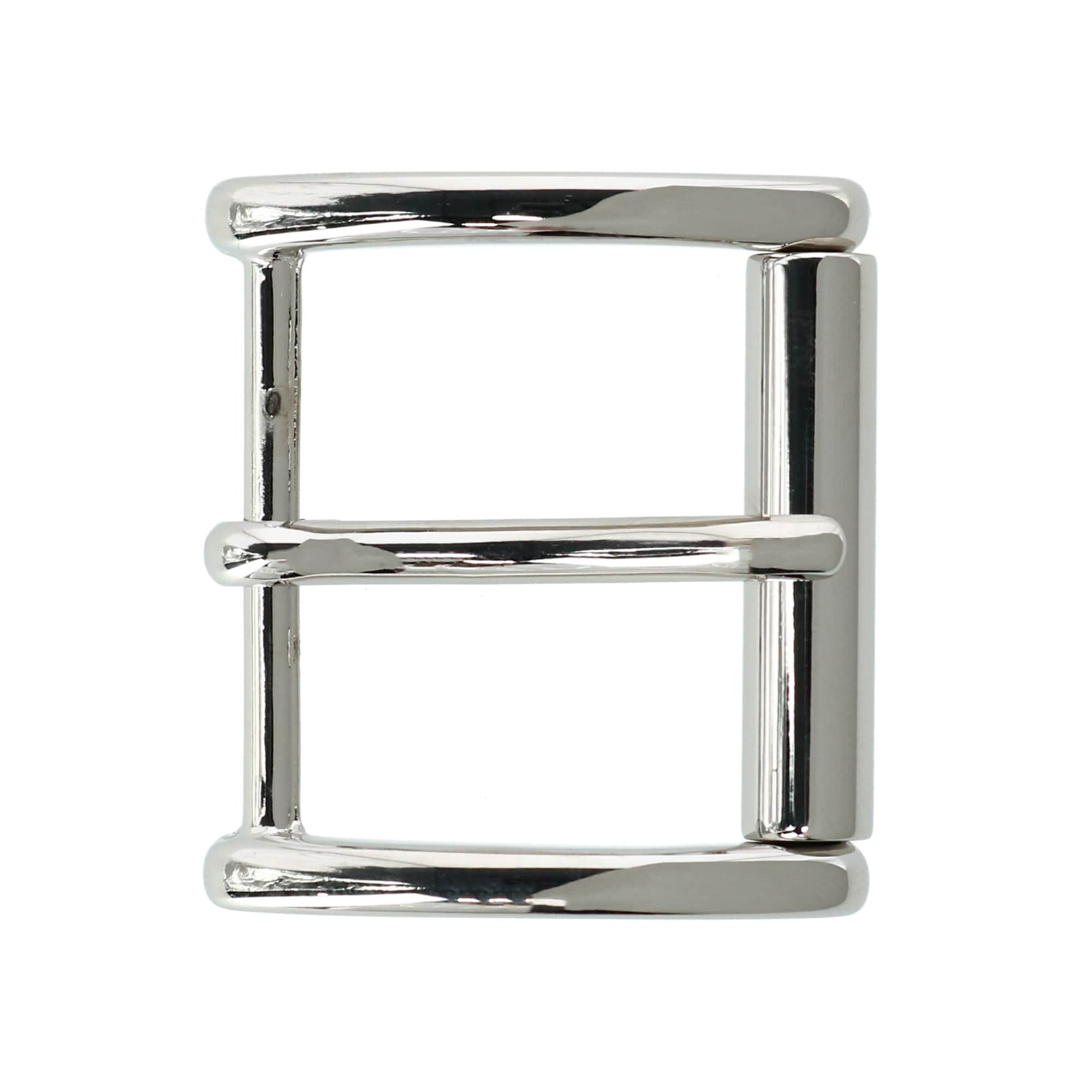 35mm Solid Brass Roller Harness Belt Buckle - Silver