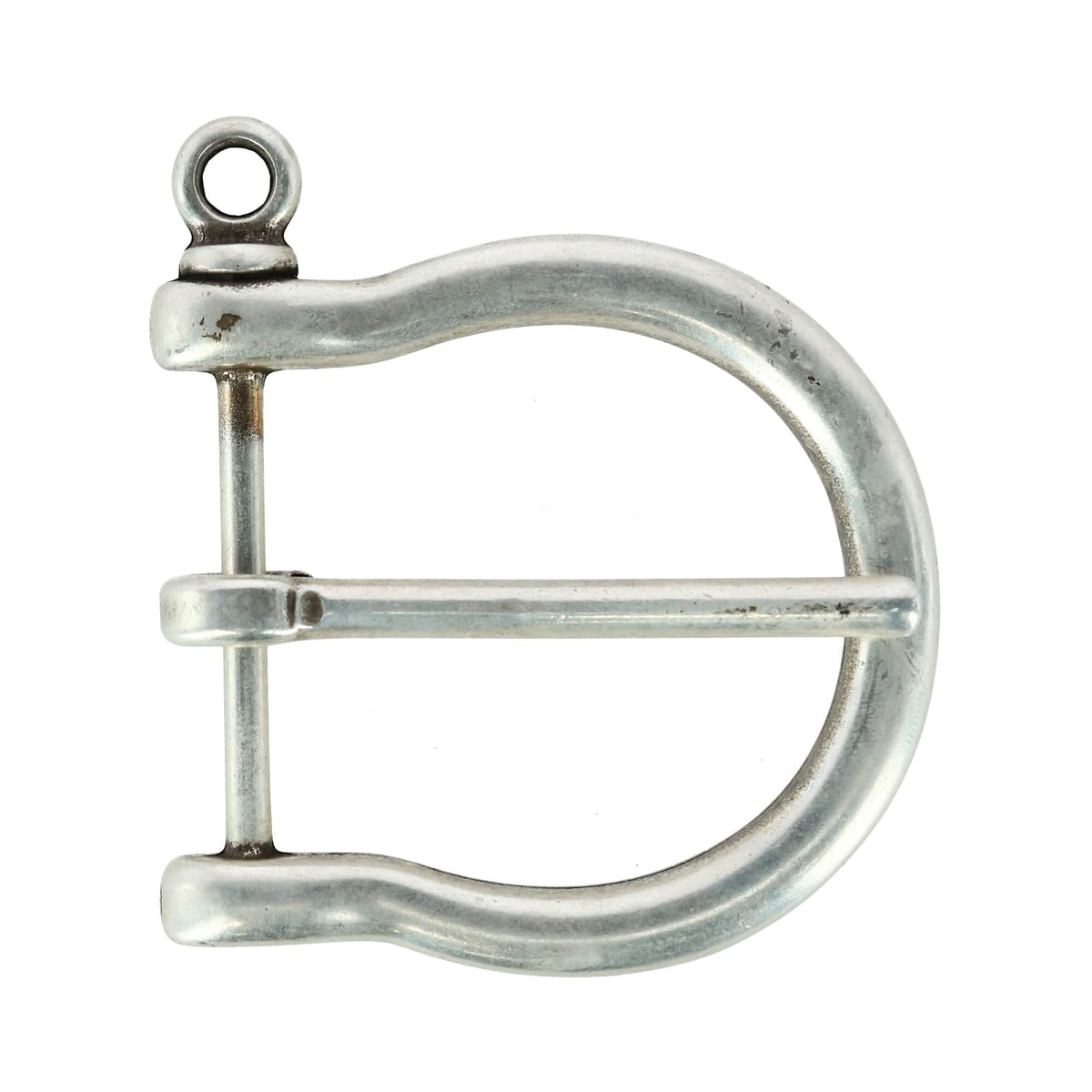 35mm Distinguished Rounded Solid Brass Harness Belt Buckle - Silver