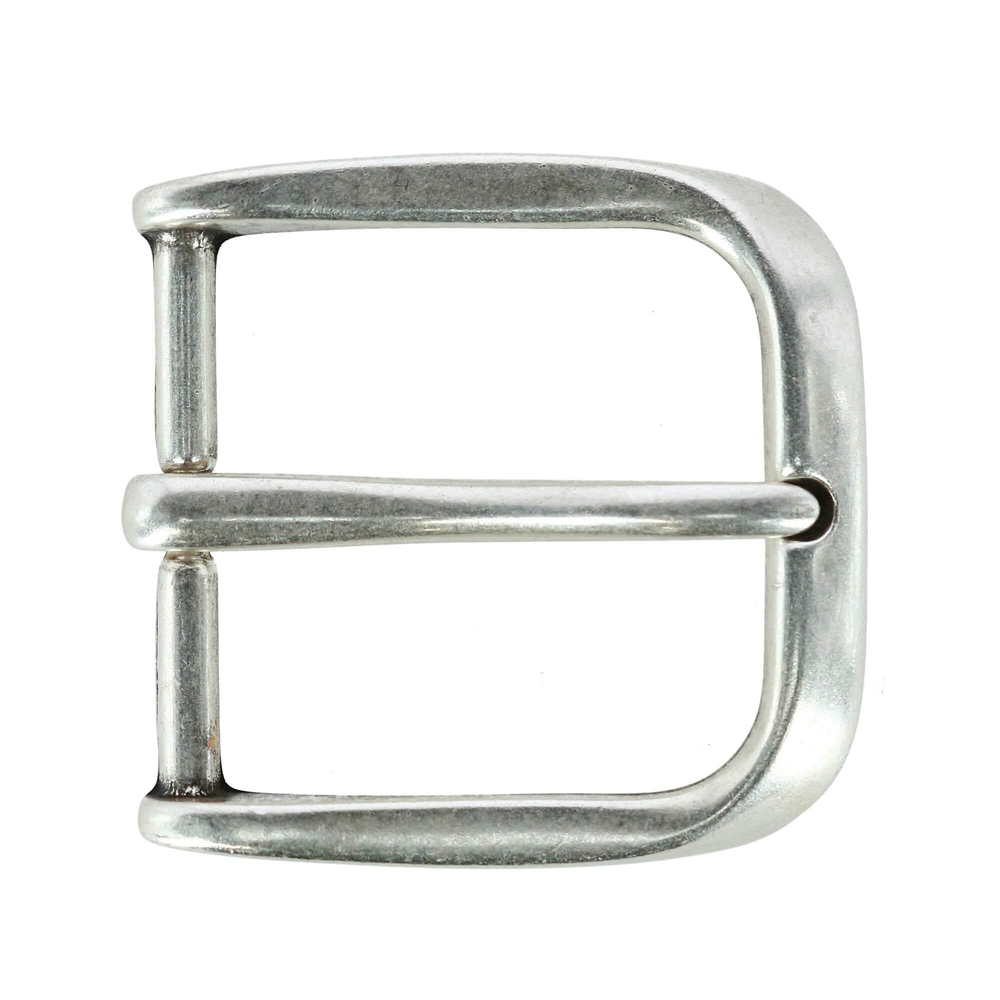 40mm Square Rounded Edge Solid Brass Harness Belt Buckle - Silver