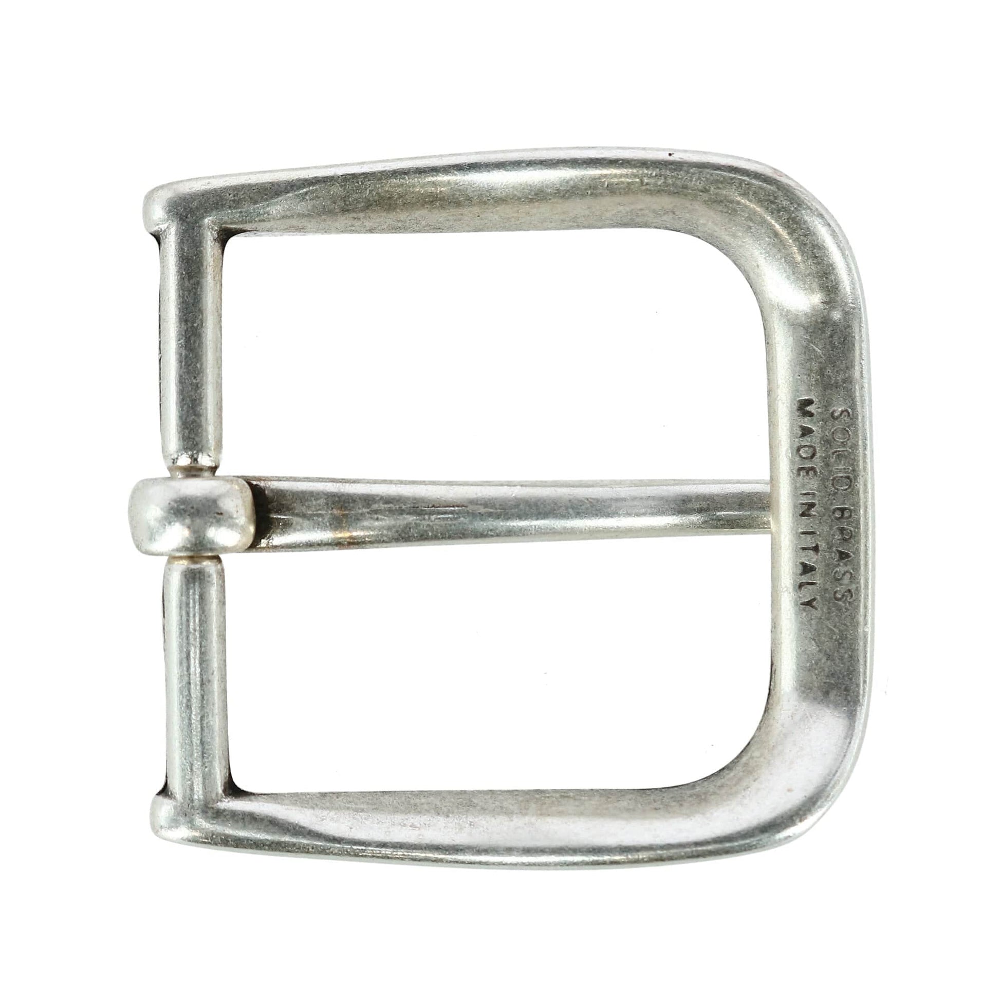 40mm Square Rounded Edge Solid Brass Harness Belt Buckle - Silver