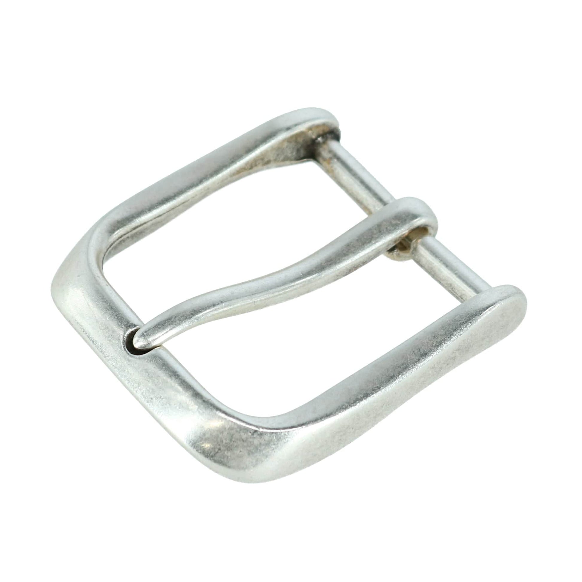 40mm Square Rounded Edge Solid Brass Harness Belt Buckle - Silver