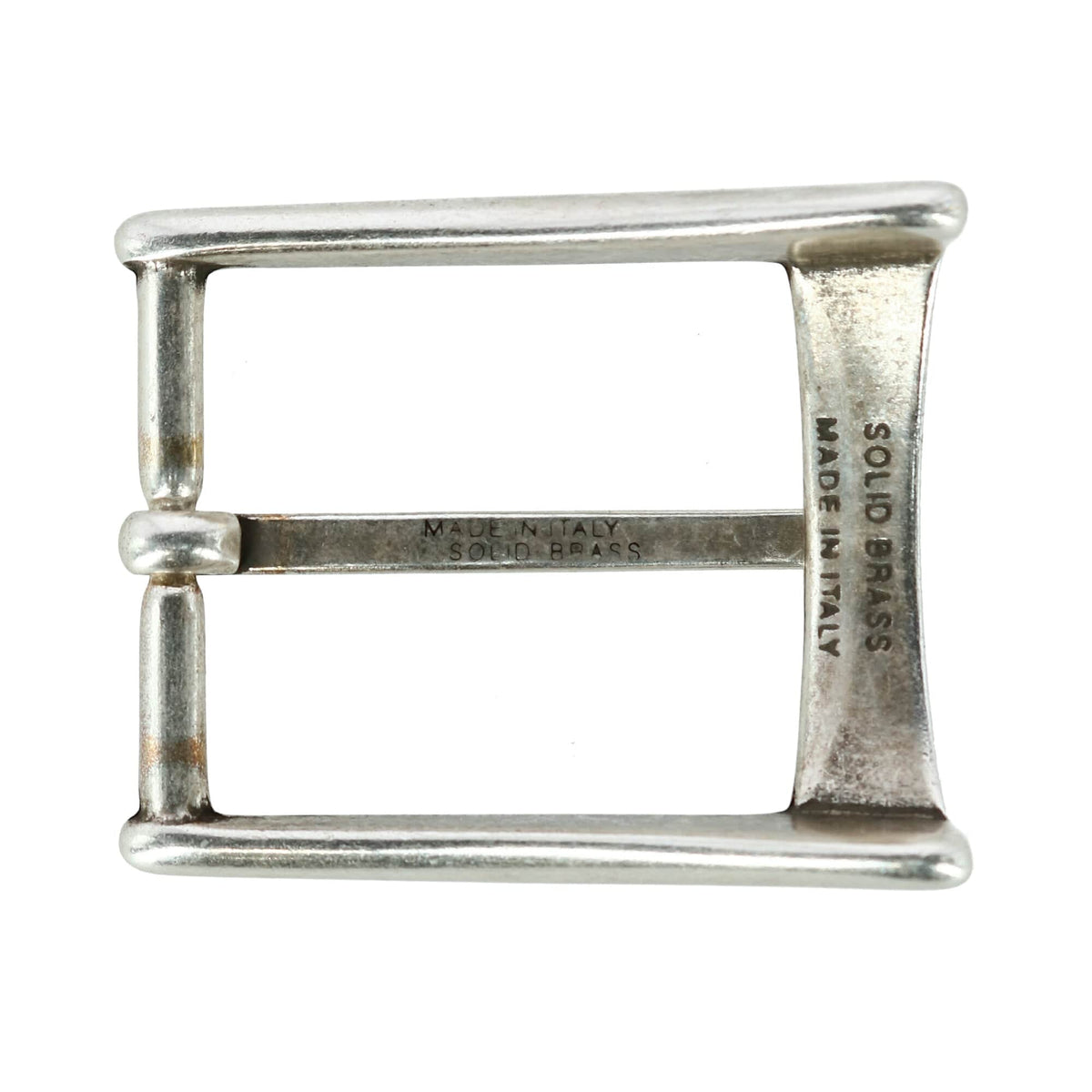 35mm Rectangular Edged Solid Brass Harness Belt Buckle - Antique Silver