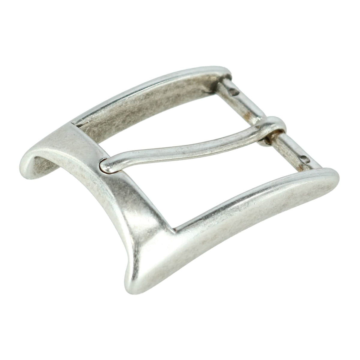 35mm Rectangular Edged Solid Brass Harness Belt Buckle - Antique Silver