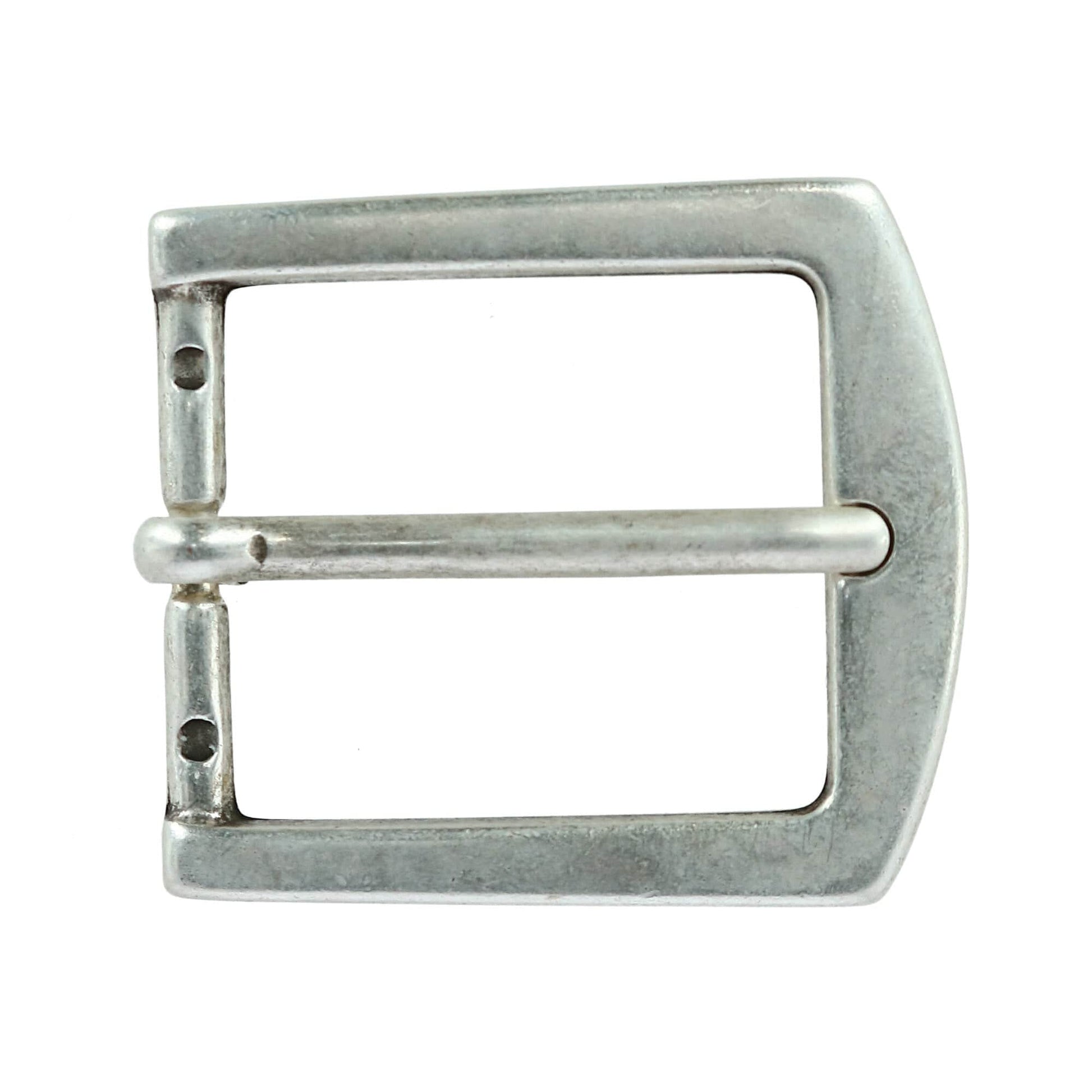 32mm Square Bubble Edge Solid Brass Harness Belt Buckle - Antique Silver