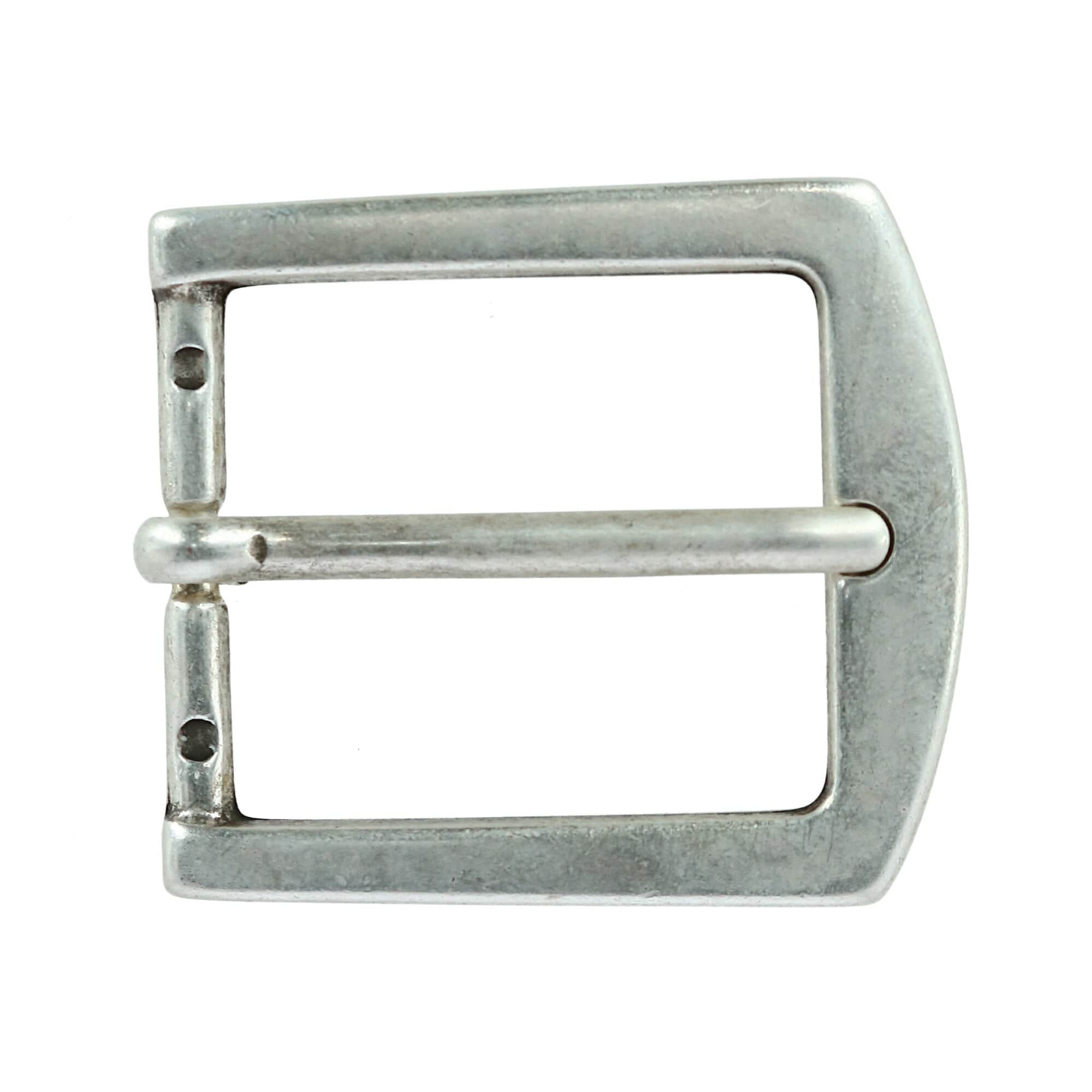 32mm Square Bubble Edge Solid Brass Harness Belt Buckle - Antique Silver
