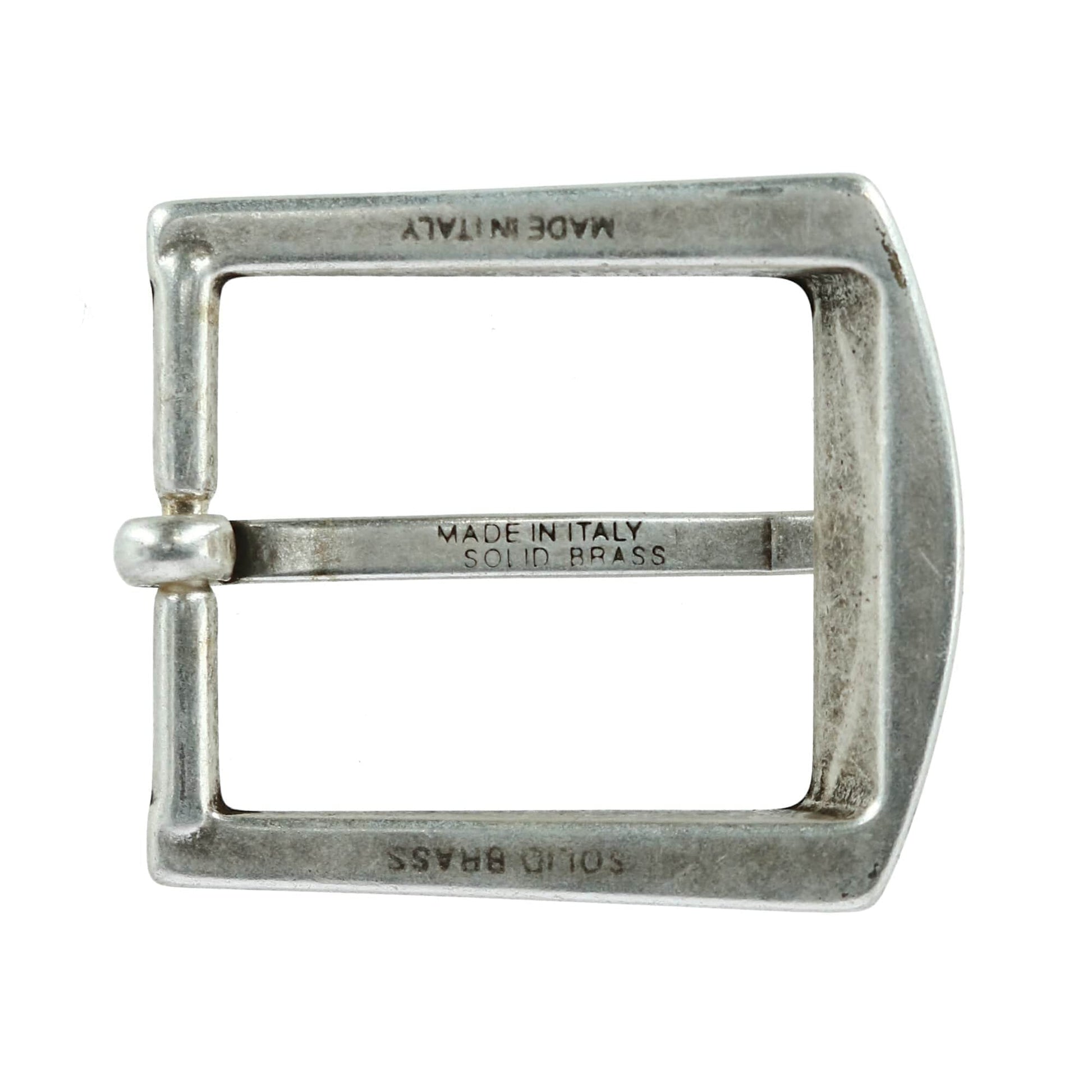 32mm Square Bubble Edge Solid Brass Harness Belt Buckle - Antique Silver